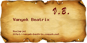 Vanyek Beatrix névjegykártya